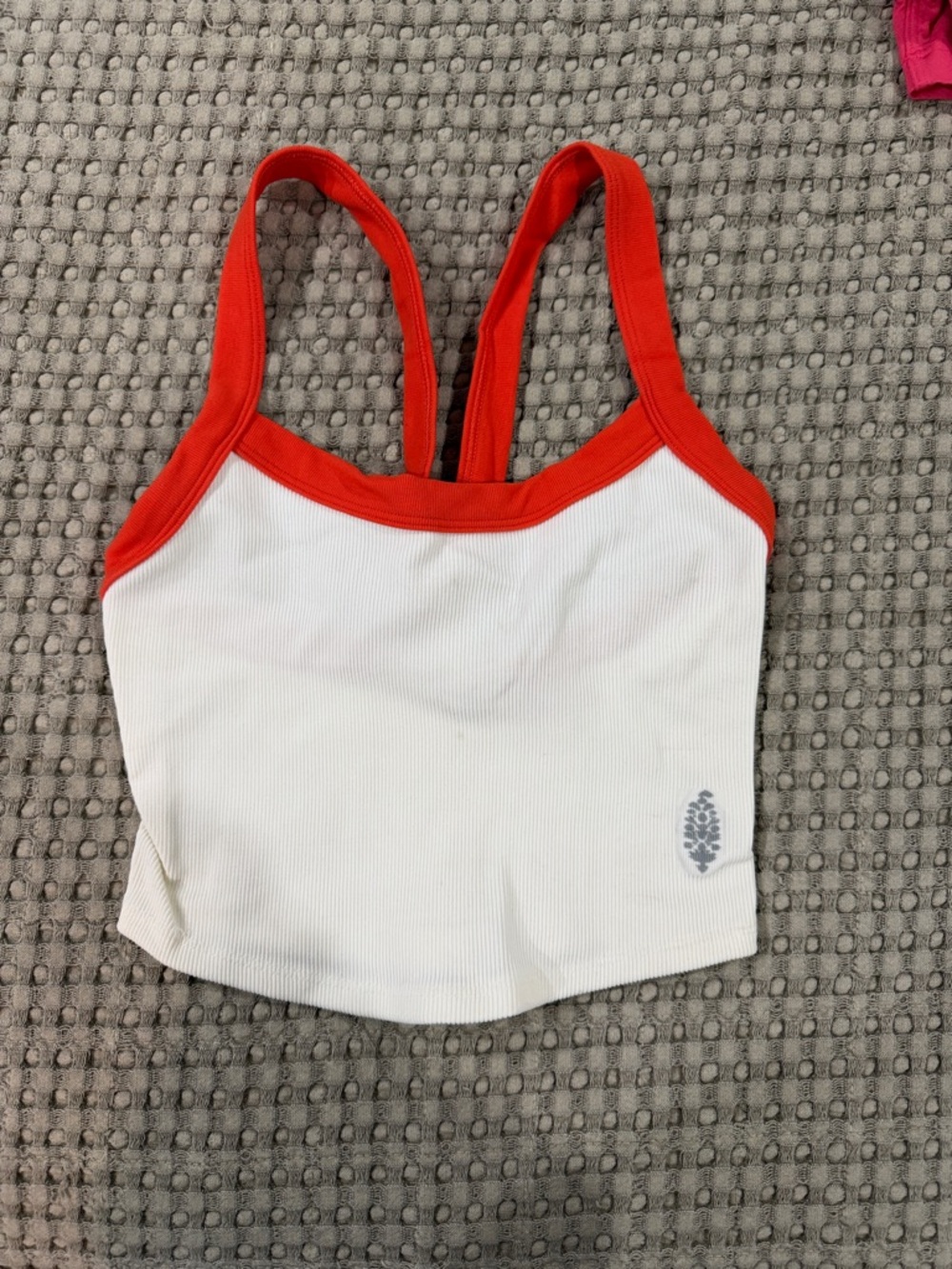 White Cropped Tank with orange Trim